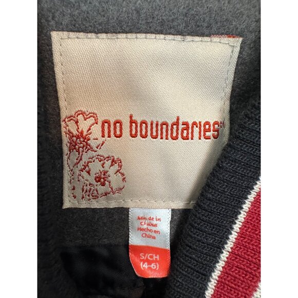 Vintage No Boundaries Womens Varsity Jacket Size S Gray/Red Black Faux Leather S - Picture 3 of 5